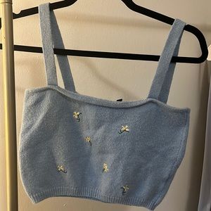 Cropped embroidered tank